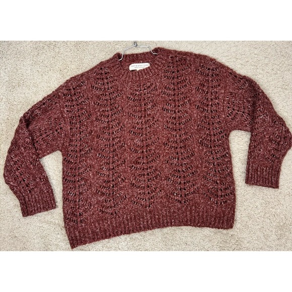 Saltwater Luxe Women's Boxy Cropped Open Weave Pullover Sweater Rust Size L Soft - Picture 4 of 9
